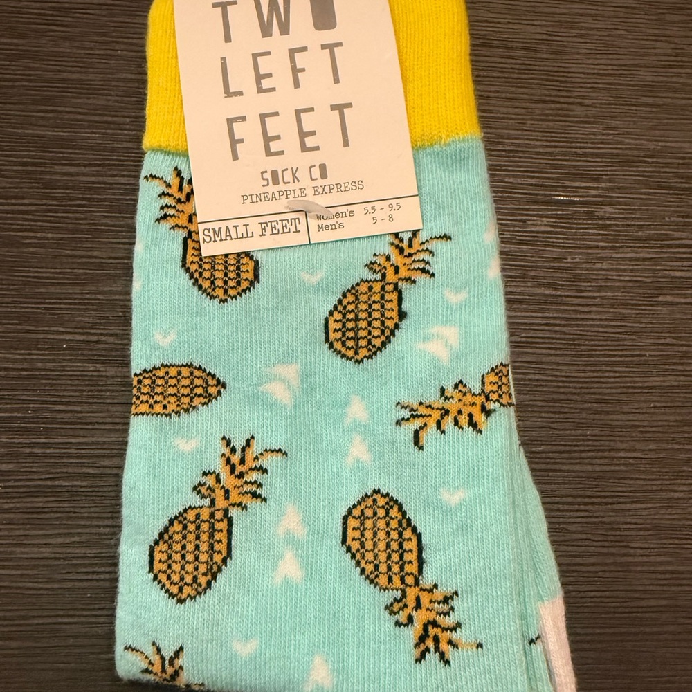 Two Left Feet Pineapple Socks - Yellow and Blue